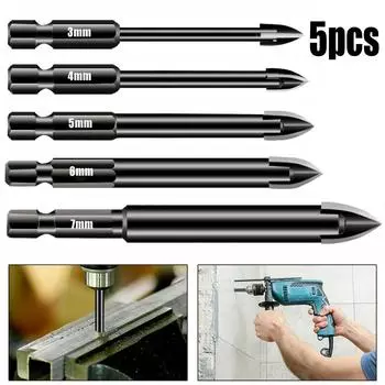 5 шт./компл. эффективный универсальный сверлильный инструмент, сверло из цементированного карбида, керамическое кирпичное отверстие в стене, аксессуары для электроинструментов 5PCS