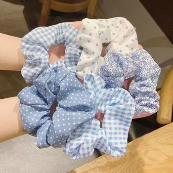 5 шт./компл. элегантные резинки для волос женские минималистичные имитация шелковых резинок для волос с принтом эластичные петли для волос хвост аксессуары для волос синий