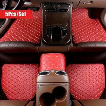 5 шт./компл. автомобильных ковриков из искусственной кожи, защита от любых погодных условий, легкая чистка, противоскользящие для оптимального ухода за салоном автомобиля чёрный