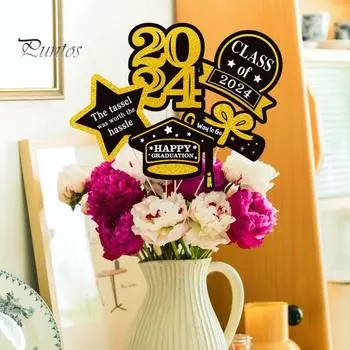 5 шт./компл., блестящие центральные палочки для выпускного вечера 2024, набор палочек для стола, ваза, ботворезы, декор для выпускной вечеринки зелёный