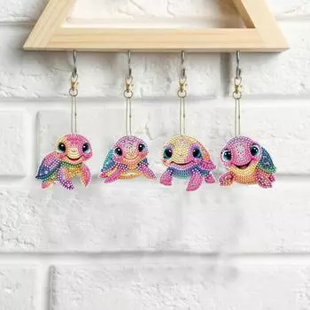 5 шт./компл., брелки с изображением черепахи из искусственного алмаза, сделайте свои собственные брелки, цветные картины со стразами 5pcs