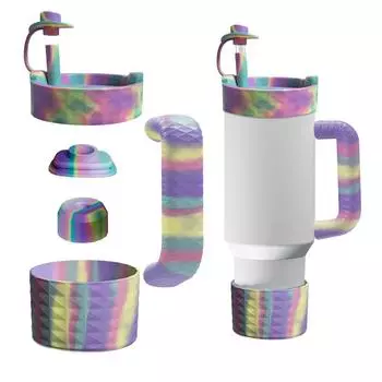 5 шт./компл. Цветной многофункциональный силиконовый стакан для стакана, набор аксессуаров для стакана Stanley Quencher H2.0 40 унций, чехол для стакана серый