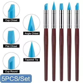 5 шт./компл. деревянная ручка, глина, воск для лепки, резьба по керамике, инструменты для керамики, полимера, набор ручек для моделирования, аксессуары ручной работы, сделай сам, HMM 5pcs/set