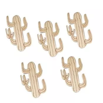 5 шт./компл. Деревянные ломтики кактуса, диски, деревянные детали, украшения, вырезы для поделок своими руками, украшения для дома