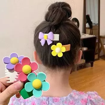 5 шт./компл. детские аксессуары для волос модные заколки для волос в форме цветка и сердца милый бант гребень для волос заколки для волос для детского головного убора подарок
