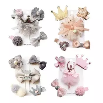 5 шт./компл. детские милые заколки для волос принцесса бант шпильки цветы банты заколки аксессуары для девочек конфетные цвета головные уборы заколки для волос розовый