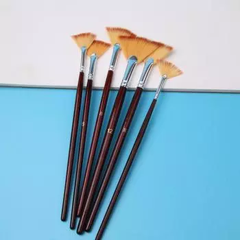 5 шт./компл., детские студенческие веерные ручки, ручка для рисования гуашью, нейлоновые волосы, деревянная ручка, набор кистей для рисования, товары для рукоделия коричневый