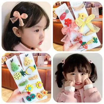 5 шт./компл., детские заколки для волос, конфетный бант, звезда, цветочные заколки для девочек с фруктами, детские аксессуары для волос