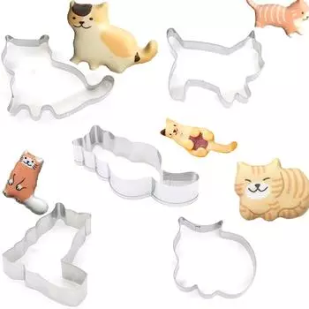 5 шт./компл., форма для печенья из нержавеющей стали с милым котом и котенком, форма для печенья, резак для печенья для DIY
