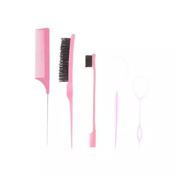 5 шт./компл. инструмент для французской косы, петля, эластичные резинки для волос, резак для удаления крысиного хвоста, расческа с металлической булавкой, расчески для плетения хвоста для укладки волос чёрный