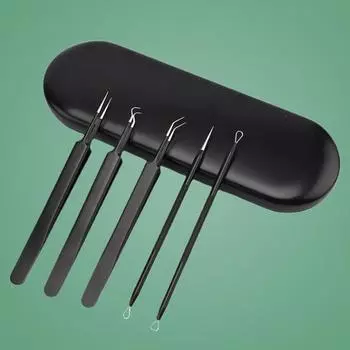 5 шт./компл. инструмент для удаления угрей и черных точек, глубоко очищающий инструмент для ухода за кожей, игла из нержавеющей стали для удаления прыщей, инструмент для очистки пор лица и носа чёрный