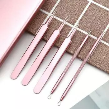 5 шт./компл. инструмент для удаления угрей и черных точек, глубоко очищающий инструмент для ухода за кожей, игла из нержавеющей стали для удаления прыщей, инструмент для очистки пор лица и носа чёрный