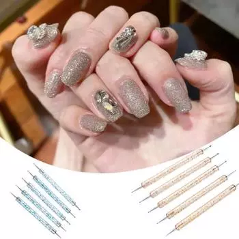 5 шт./компл. Экологичные ручки с блестками, многоразовые ручки-сверла, акриловые инструменты для рисования, маникюрные инструменты для салона красоты золотистый