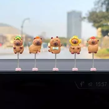 5 шт./компл. капибара украшение для салона автомобиля креативная весенняя капибара качающая головой приборная панель фигурка украшение