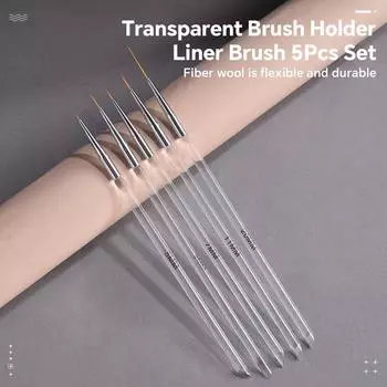 5 шт./компл. кисточка для подводки ногтей прозрачный держатель для кистей печать рисунок виноградные лозы листья сетки линии маникюрный художественный декоративный набор инструментов прозрачный