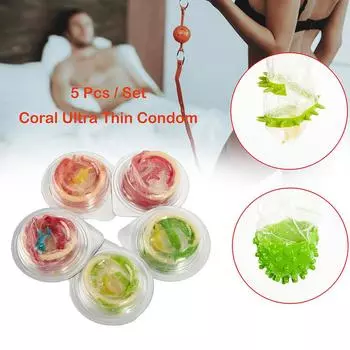 5 шт./компл. коралловые ультратонкие презервативы с точечными шипами, латексные вагинальные массажные презервативы