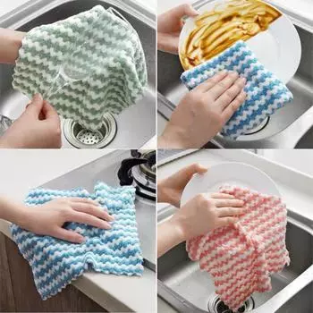 5 шт./компл. кухонных тряпок, кухонных чистящих средств, толстых впитывающих бытовых чистящих полотенец розовый