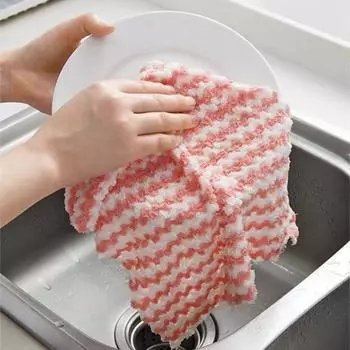 5 шт./компл. кухонных тряпок, кухонных чистящих средств, толстых впитывающих бытовых чистящих полотенец розовый