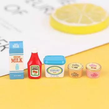 5 шт./компл. кукольный домик томатный соус замороженный йогурт миниатюрная игрушка-еда модель игрушки