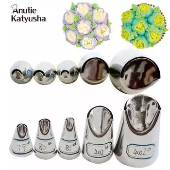 5 шт./компл. лепестковые насадки для обледенения труб из нержавеющей стали, насадки для крема, инструменты для кондитерских изделий своими руками 5PCS