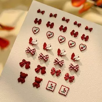 5 шт./компл. матовый красный цвет красный бант украшения для ногтей Love Heart аксессуары для ногтей леди A07