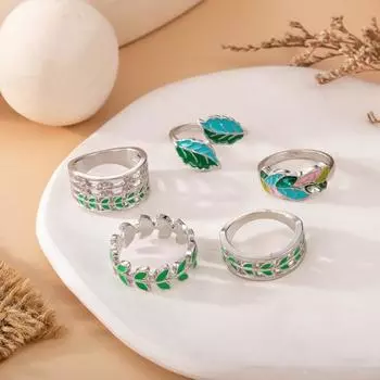 5 шт./компл. металлические полые кольца в виде листьев для женщин и девочек, модные элегантные кольца, изысканные гипоаллергенные кольца, лучший подарок на дни рождения, юбилеи, свадьбы Sets