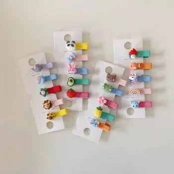 5 шт./компл., милая заколка для волос для маленьких девочек, кавайная заколка для волос с мультяшными животными для маленьких девочек, боковая заколка с челкой, стиль единорога, детские головные уборы