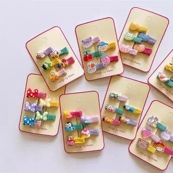 5 шт./компл., милые мини-заколки для маленьких девочек, маленькие корейские кавайные заколки для волос с бантиком и челкой, боковой зажим, аксессуары для волос для маленьких девочек