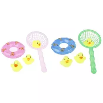 5 шт./компл. мини-детские игрушки для ванной, милые резиновые утки, рыболовная сеть, игры для душа 5pcs