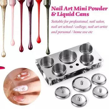 5 шт./компл. мини-лоток для дизайна ногтей из нержавеющей стали, контейнер для жидкой пудры, держатель для профессионального маникюрного стерилизатора, салона инструментов