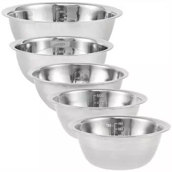 5 шт./компл. миски из нержавеющей стали, нескользящие миски для взбивания, набор мисок для смешивания салатов, приготовления выпечки серебряный