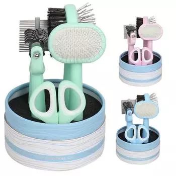 5 шт./компл., многофункциональная расческа для ухода за домашними животными, набор с кусачками для ногтей, расчески для домашних животных, набор расчесок для волос для собак и кошек 5Pcs/Set зелёный