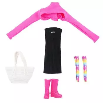 5 шт./компл. Модная одежда для куклы Барби Кукла-девочка 30 см Игрушка Эластичная юбка Сапоги Туфли Большая сумка Носки Детский подарок