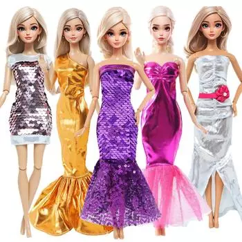 5 шт./компл. модное кукольное платье блестящая одежда с рыбьим хвостом для куклы Барби детская игрушка подарочные аксессуары