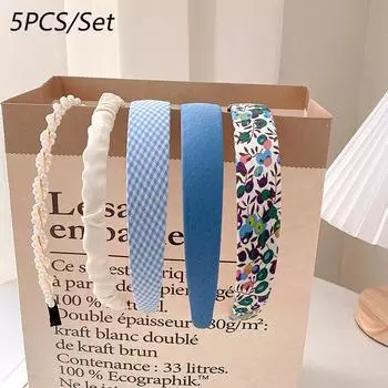 5 шт./компл. модные женские тканевые резинки для волос головной убор повязка на голову для девочек обруч для волос женские аксессуары для волос головной убор Size fits all