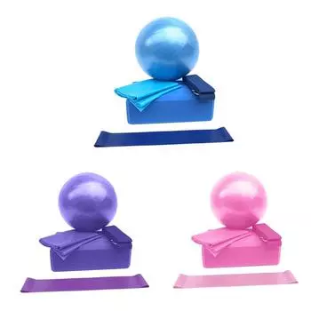 5 шт./компл., мяч для йоги, плитка для йоги, растягивающаяся лента, латексное кольцо сопротивления, оборудование для фитнеса и йоги фиолетовый