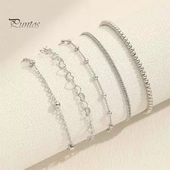 5 шт./компл. набор браслетов-цепочек, полые нержавеющие однотонные бусины, регулируемая удлиненная длина, легкие женские украшения на запястье, подарок B