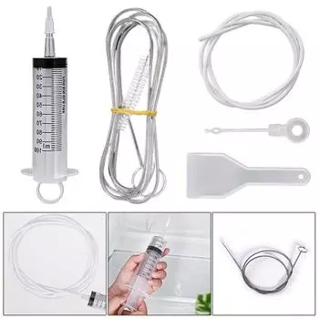 5 шт./компл. набор чистящих щеток для мытья сливного отверстия холодильника, всасывающий шприц, 1,5 м шланг, очиститель сливного отверстия холодильника, инструмент для драги