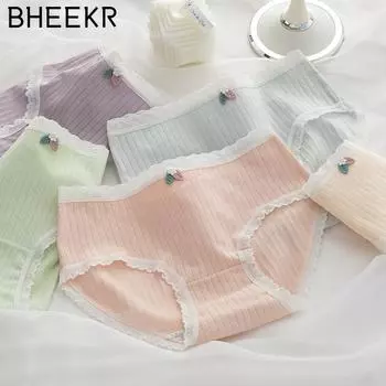 5 шт./компл. нижнее белье для девочек цвета макарон, хлопковая дышащая сумка с промежностью, студенческие трусы со средней талией M