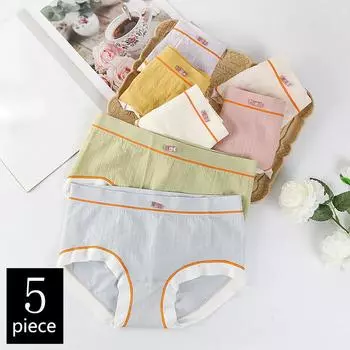5 шт./компл. нижнего белья для женщин, бесшовные трусики, дышащие мягкие трусы, трусики для девочек, трусы со средней талией one size