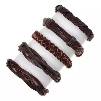 5 шт./компл. очаровательные ювелирные изделия ручной работы браслет-манжета из натуральной кожи для мужчин коричневый