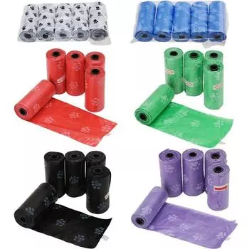 5 шт./компл. одноразовые пакеты для какашек для собак, диспенсер для собачьих какашек, биоразлагаемые продукты для собак, мешки для какашек