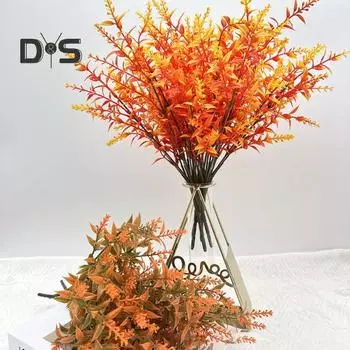 5 шт./компл. осенние искусственные растения 7 вилок реалистичные искусственные пластиковые лаванды Хэллоуин День благодарения фестиваль урожая для дома и улицы искусственные листья украшения зелёный