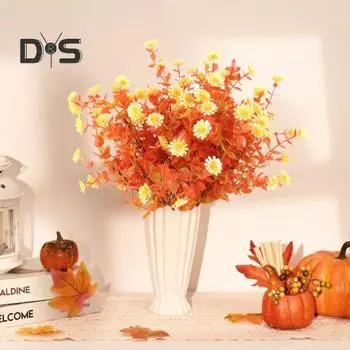 5 шт./компл. Осенний искусственный эвкалиптовый папоротник, реалистичные поддельные цветочные растения для Хэллоуина, Дня благодарения, фестиваля урожая, для помещений и улицы, искусственные листья, украшения C