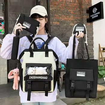 5 шт./компл. парусиновые школьные сумки для девочек-подростков, однотонные рюкзаки 2021 года, женские сумки для книг, студенческие дорожные рюкзаки, женский рюкзак фиолетовый