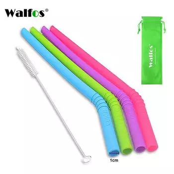 5 шт./компл., пищевые силиконовые соломинки WALFOS, многоразовые, гибкие и складные соломинки для вечеринок, дорожные соломинки для напитков, соломинки для питья 0.5CM зелёный