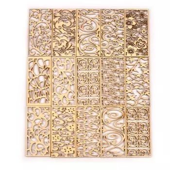 5 шт./компл. Полые прямоугольные деревянные поделки для самостоятельного создания альбомов Деревянные ломтики Украшения для дома Украшения ручной работы