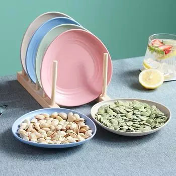 5 шт./компл., посуда из пшеничной соломы, блюдо с костями, домашнее блюдо с костями, стол, тарелка для сортировки мусора, блюдо для закусок с фруктами, блюдо для торта, десертная тарелка бежевый