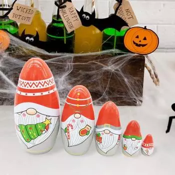 5 шт./компл. рождественская русская матрешка гном 5 слоев деревянная матрешка Санта гном эльф складная игрушка настольная фигурка украшение Sets