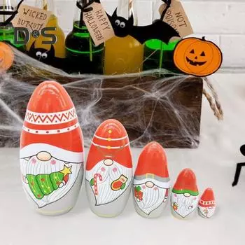 5 шт./компл. рождественская русская матрешка гном 5 слоев деревянная матрешка Санта гном эльф складная игрушка настольная фигурка украшение Sets